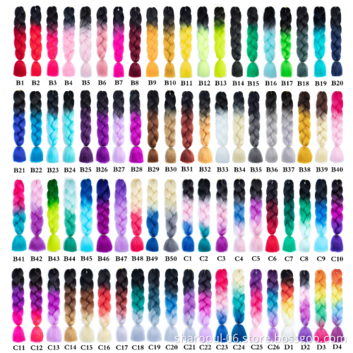 24 inch 100 Gram Ombre Color Jumbo Braid Synthetic crochet Braiding Hair in hair extensions